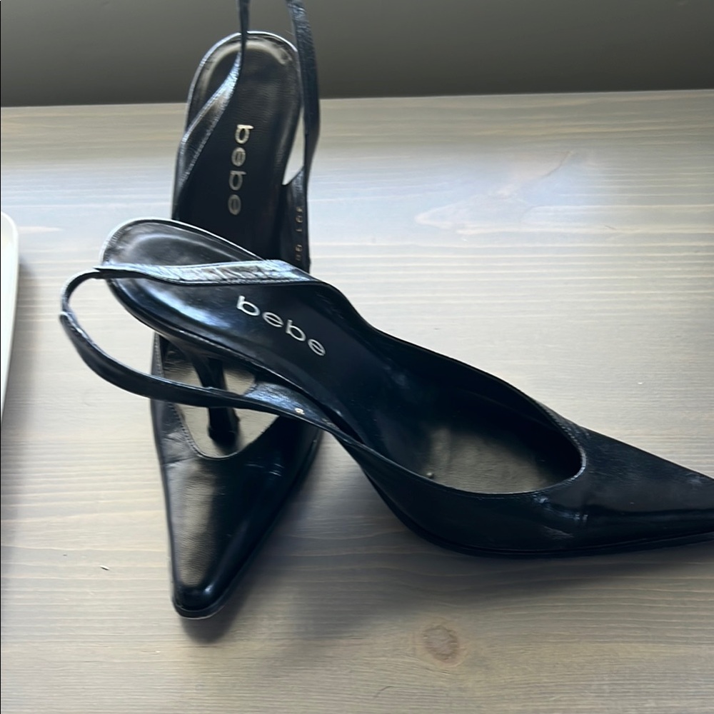 Bebe Black Slingback Heels